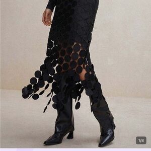 Black Midi Circle Appliqué Skirt